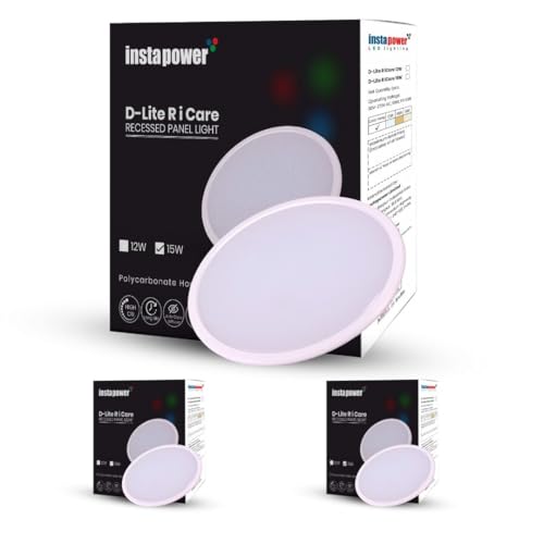 Image of Instapower 15W Downlight | Natural White Round LED Panel Light | Polycarbonate Ultra Slim Recessed Ceiling Fixture LED (2-Year Warranty, Pack of 3)