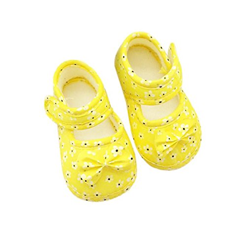 Baby Shoes Girl Walking Baby Bowknot YE Shoes Kids 11 Cloth Printing Baby Shoes Boys Shoes (Yellow, 11)