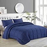 HOMBYS Oversized King Comforter 120x128 Lightweight Down Alternative Comforter for All Season,Navy Blue Quilted Duvet Insert with 8 Corner Tabs Microfiber Comforter (Navy Blue, 120'x128')