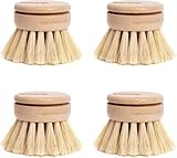 Vove Premium Bamboo Dish Brush Replacement Heads - Pack of 4 | Natural Fiber | Eco-Friendly | Plastic Free | Sustainable | Compatible with Vove Bamboo Dish Brush | Wooden Dish Brush | Long Lasting