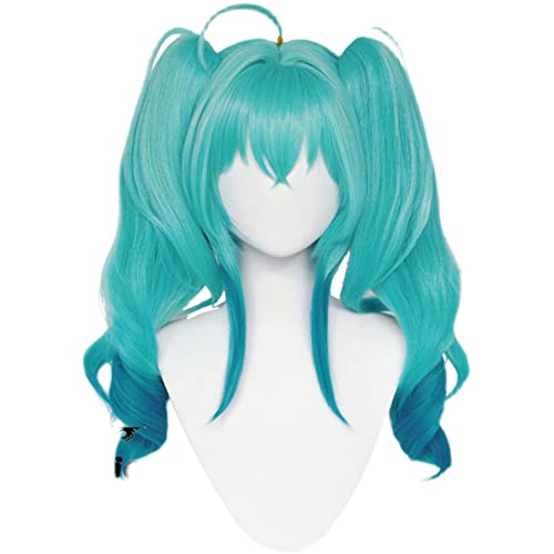 Xingwang Queen Anime Hatsune Miku Little Devil Cosplay Wigs Clip On 55Cm Long Green Gradient Curly Ponytails #TOP7