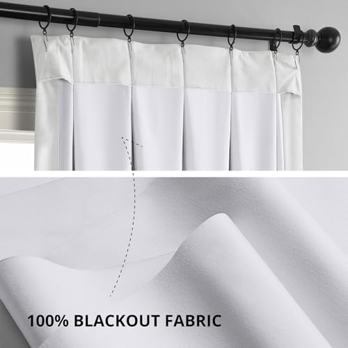 Image of HPD Half Price Drapes Velvet Blackout Curtains /Drapes - 108 Inches Long 1 Panel Blackout Curtain Signature Pleated for Living Room & Bedroom - 25W X 108L, Primary White