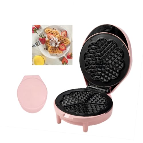 Waffle Maker 7“ Non-Stick Waffler Iron Stuffler Stuffed Wafflera 700W Adjustable Browning Control, Electric Baker Makes Thick, Fluffy Waffles, Kitchen Essential for Breakfast, Pink by KAGOR - Used condition - US$20.78