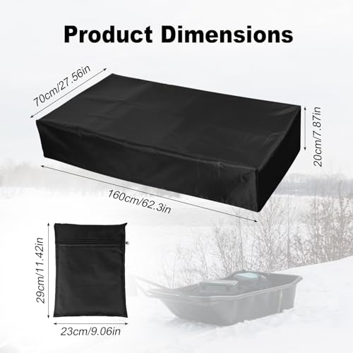 Snow Sled Cover, 600D Oxford Large Cloth Waterproof Ice Fishing Sled Cover, Durable Jet Sled Cover for Camping Hunting Protect Your Gear from Snow Mud, Trek 60 Utility Shelter Accessories(Black) by lasuroa - Image 2