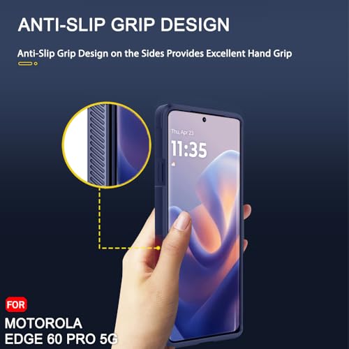 Image of TheGiftKart Liquid Silicon Back Cover Case for Motorola Moto Edge 60 Pro 5G | Shockproof Military Grade Protection | Micro-Fibre Cloth On Inner Side | Built-in Anti-Slip Grip Back Case (TPU, Blue)