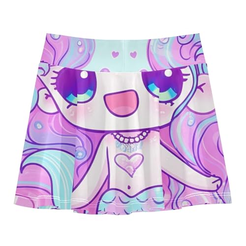 Athletic Shorts for Girls Skorts Tennis Skirts for Kids Dance Teen Cheer Cute Blue Pink Mermaid Heart 3t2