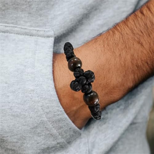 Orthodox Prayer Rope Bracelet, 2-Pack Black Chotki Komboskini, Christian Prayer Beads with Cross (Black)