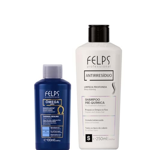 Kit Felps Professional Omega Zero Nanoplastia Hair Treatment with Macadamia Oil 3.38 fl.oz + Anti-Residue Pre-Treatment Shampoo 8.45 fl.oz
