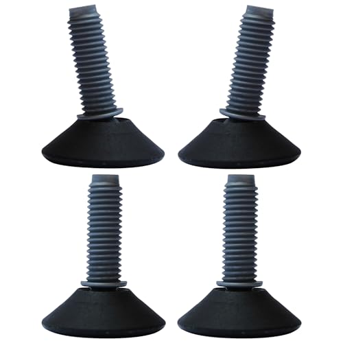 cyclingcolors 4X Tornillos Niveladores M10 Pies de Nivelación Plástico Ajuste con Patas Ajustables Mueble Silla Lavadora 150Kg MAX, Ø50mm