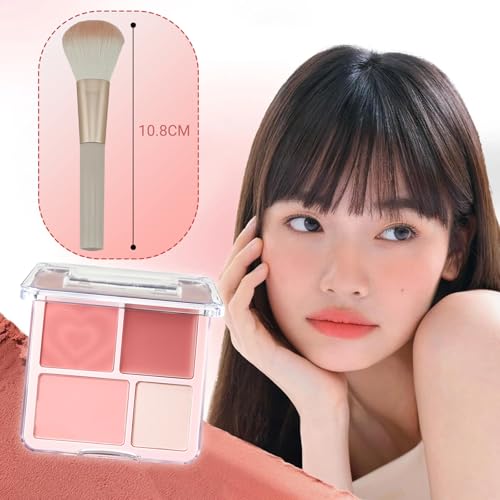 RTRTGS Rubor Paleta Icono, 4 tonos, Colorete en crema, rubor en crema y rubor en polvo compacto, Alta pigmentación, Paleta de rostro para maquillaje mujer (Melocotón Auténtico) - imagen 2