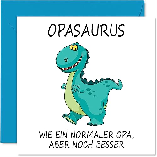 Stuff4 Lustige Geburtstagskarten für Opa – Opasaurus – Witzige Happy Birthday-Karte für Opa von Enkel-Enkelin, Opa-Geburtstagsgeschenke, 145 mm x 145 mm große Vatertags-Grußkarten