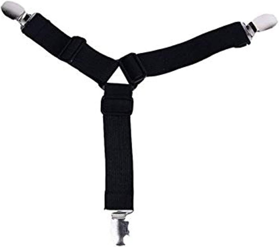 YumLock 4Pcs Adjustable Bed Corner Holder Fasteners Clips Bed Sheet Fitted Fasteners, Strap Clip Bands - Black