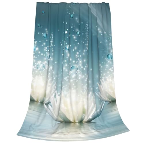 Couverture polaire lotus blanc pour lit et canapé plaid doux - 3
