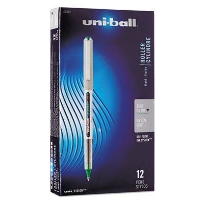 Bolígrafo Uni-Ball verde tinta fina