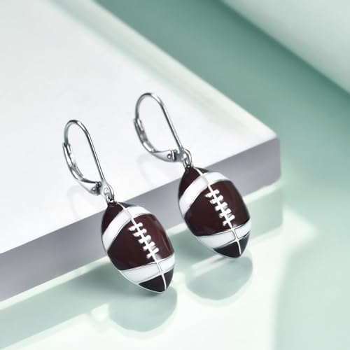 Rnivida Sports Earrings with 925 Sterling Silver Leverback,Football Earring,Basketball Earring,Soccer Earring for Women Jewelry Gifts2