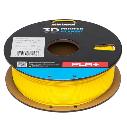 Image of INLAND Micro Center PLA+ 3D Printing Filament 1.75mm - PLA Pro Dimensional Accuracy + /- 0.03 mm - 1kg Cardboard Spool (2.2 lbs) (1 Pack Yellow, 1.75mm)