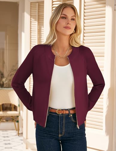 Image of GRACE KARIN Womens Long Sleeve Zip Up Cardigan Sweaters Lightweight Sweater Jacket Knitted Fashion Clothes