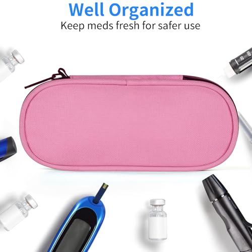 Image of Insulin Pen Cooler Travel Case with 2 Reusable TSA Approved Ice Packs, Diabetic Medication Insulated Cooler Bag for Insulin Pens and Other Diabetic Supplies Storage Pink