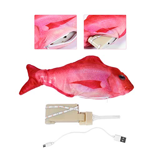 Kisangel Brinquedo de peixe vermelho elétrico em movimento de 30 cm, brinquedo interativo com luz