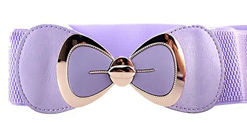 X&F Women's Elegant PU Bowknot Stretch Wide Belt Dress Decorative Waistbelts2