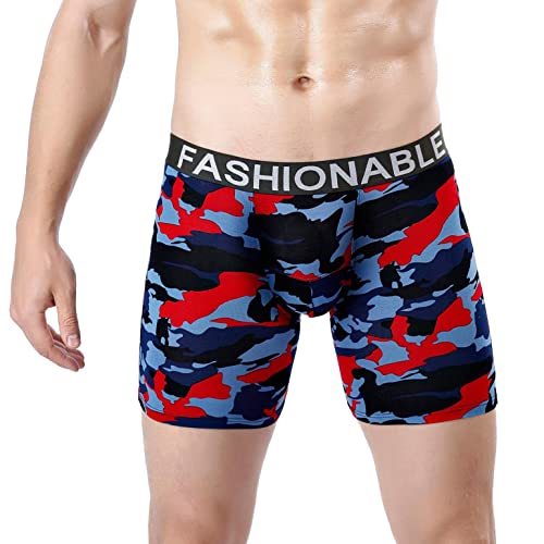 Dinnesis Calzoncillos deportivos para hombre, calzoncillos tipo bóxer de algodón y elastano, transpirables, calzoncillos hipster para hombre, ropa interior retro, pantalones cortos de camuflaje,