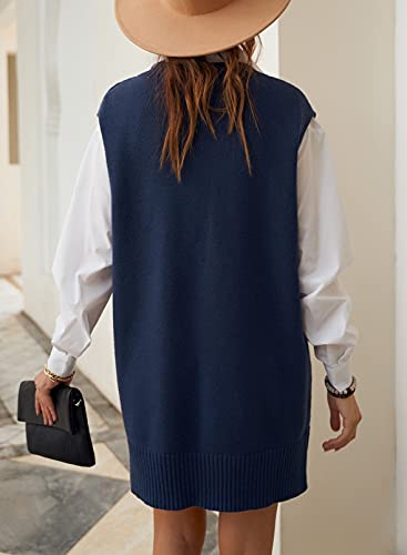 Image of EVALESS Oversized Sweater Vest for Women V Neck Sleeveless Solid Color Loose Pullover Sweater