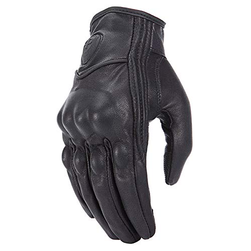 Guanti Moto Guanti Moto In Pelle Traforata Retrò Touch Screen Ingranaggi Protettivi for Le Dita Motocross Neri Impermeabili