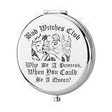 KEYCHIN Villains Club Pocket Mirror Evil Queen Fans Gifts Bad Witches Club When Be A Princess When You Could Be A Queen Compact Makeup Mirror (Bad Witches-S)