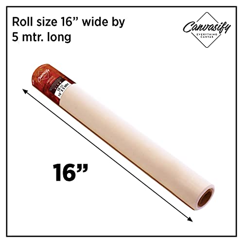 Image of 10oz Primed Cotton Canvas Roll 5 Meter (16 inch X5mtr) Ideal for Oil & Acrylic Paint Drawing Artist Sketch Painting Accessories