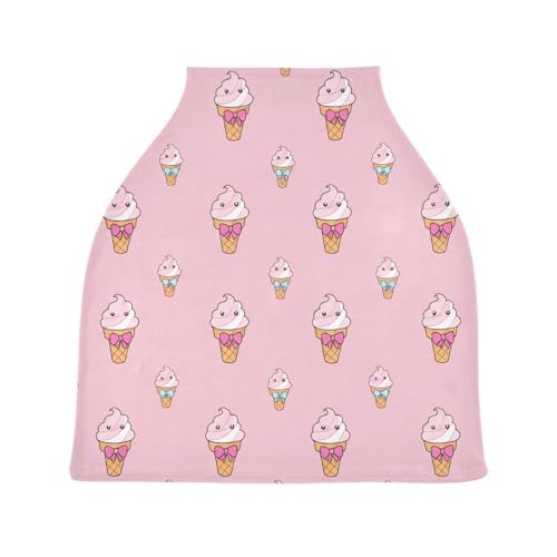 Bulletgxll Cute Ice Cream Car Seat Covers for Babies Breathable Nursing Breastfeeding Cover Multi-Use Infant Carseat Canopy and Stroller Cover for Boys Girls