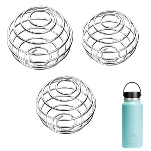 GNALIA Blender Bottle - 3 Pièces En Acier Inoxydable Argenté (8G, 9G, 10G), Boule De Shaker Métallique Pour Sport Et Fitness