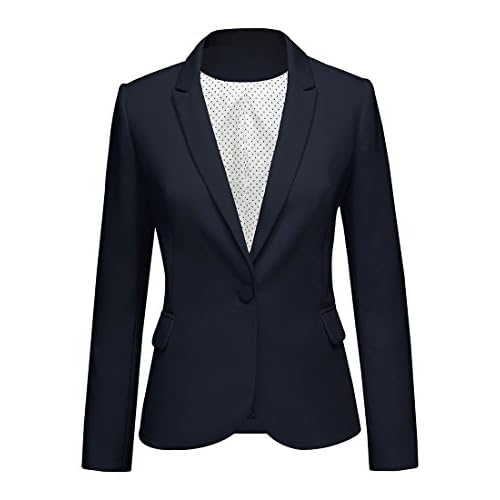 luvamia Women's Navy Blazer - Notch Lapel, Button-Down