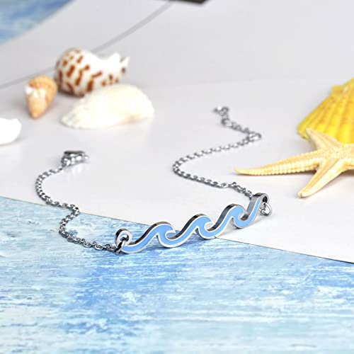 Image of Lauren-Spencer Wave Anklet for Women Gold Silver Plated Beach Ankle Bracelets Ocean Wave Boho Anklets Adjustable Summer Foot Jewelry for Women Birthday Gifts