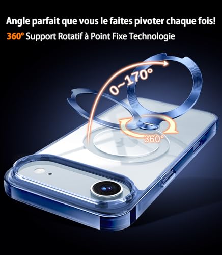 Coque iPhone Air support magnétique rotatif 360 antichoc bleu