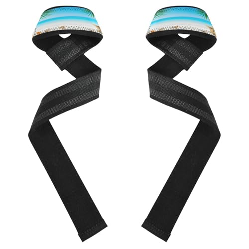 STAYTOP Blue Ocean and Seashells Wrist Straps for Weightlifting,Lifting Straps with Neoprene Cushioned Wrist Padded and Anti-Skid Silicone for Strength Training,Bodybuilding,Deadlifting