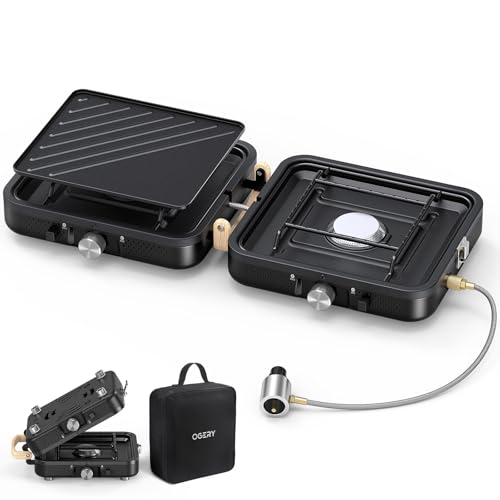 2-Burner Foldable Camping Stove with Griddle (Textured & Smooth) ...