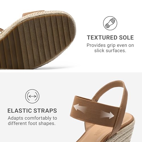 Image of DREAM PAIRS Womens Open Toe Espadrilles Dressy Platform Sandals Slip on Elastic Ankle Strap Wedges Sandals