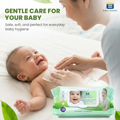 Image of CRAE Soft Natural Baby Wipes | Natural & Gentle Care | Ultra-Soft, Baby-Friendly Wet Wipes for Daily Use 120 Piece Pack (Pack of - 3)