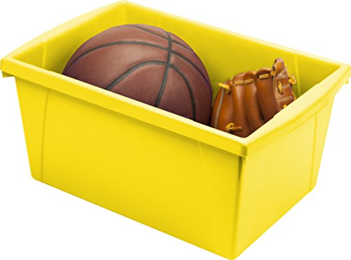 Image of Storex 5.5 Gallon Storage Bin - Plastic Classroom Organizer for Books and Supplies, Yellow, 1-Pack (61484C06C)