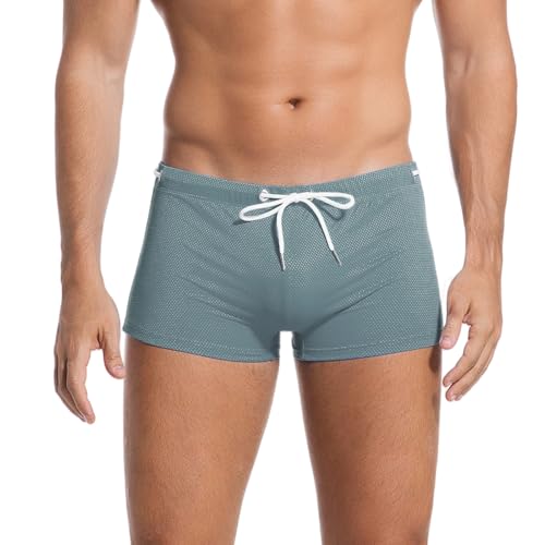 Donason Bañador Hombre Secado Rápido Pantalones Cortos de Natación Elástica Traje de Baño Corto Transpirable para Hombres Bañadores Boxer de Playa Piscina con Cordón y Suave Forro Frontal (S, Gris)