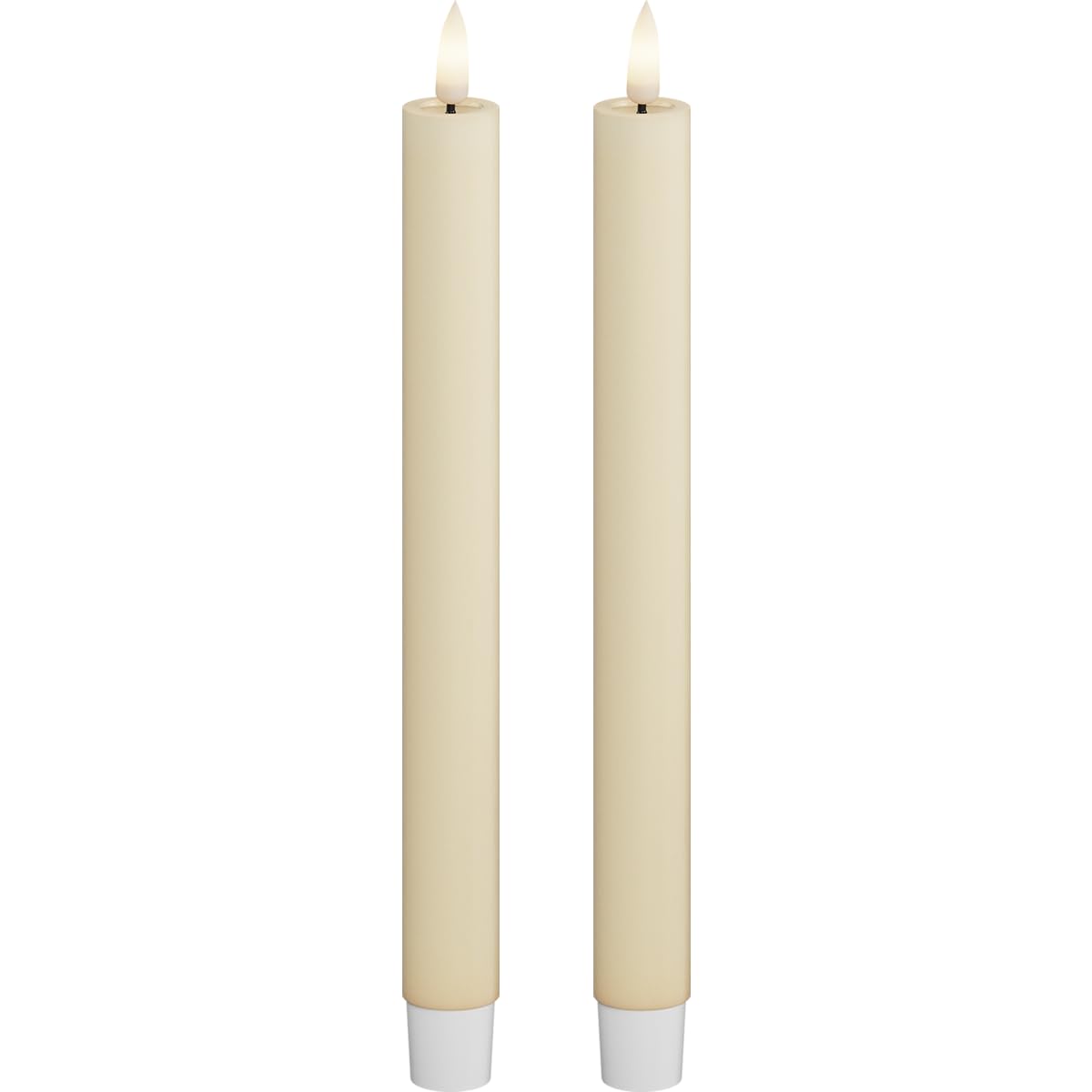 Deluxe Homeart Cream Indoor Flameless Led Taper Dinner Candle 2 Set - With Real Flame™ Technology - Battery Powered Candles (24 Cm, )