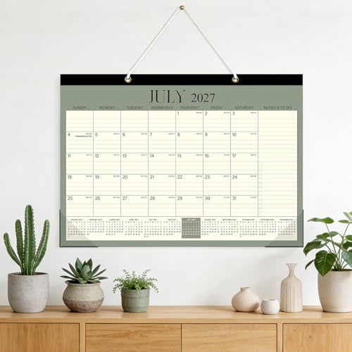 Image of ZTX Desk Calendar 2026-2027 July 2026 to December 2027 17 inch x 12 inch Green