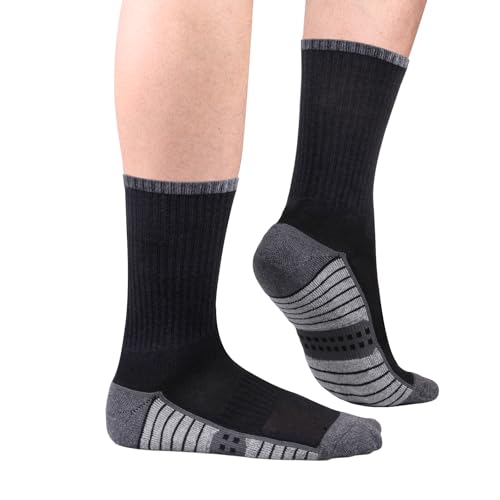 Mens Gym Tennis Golf Training Athletic Socks Moisture Wicking Cotton Cushioned Crew Socks for Men, 6 Pairs3