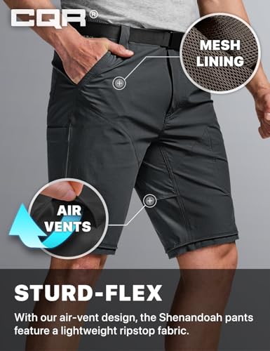 Image of CQR Men's Convertible Cargo Tactical Pants, Water Resistant Outdoor Hiking Pants, Zip Off Lightweight Stretch Work Pants