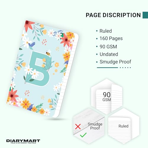 Image of Initial B Premium Soft Bound Notebook Diary for Girls and Women (B6, 90 GSM, 160 Ruled Pages) Floral Design Notebook Journal Diary
