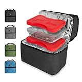 Lava Lunch™️ | Heated Lunch Box with Insulated Cold Compartment | Food Warmer Lunch Bag for Kids & Men & Women (Black)