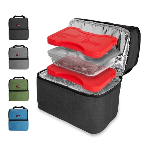 Lava Lunch™️ | Heated Lunch Box with Insulated Cold Compartment | Food Warmer Lunch Bag for Kids & Men & Women (Black)