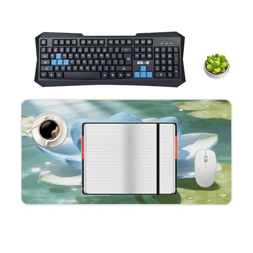 Light Blue Lotus desk pad grande impermeable 30x60 cm miniatura 4