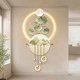 XHEILZOP Arte de pared 3D con luz LED, escultura de pared colgante, pintura artística oriental china, lámpara decorativa para dormitorio, pasillo y decoración del hogar (M,60 x 136 cm)