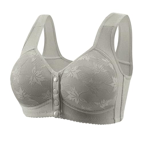 2025 Ladies Bras for Older Women Front Closure Bra Full Coverage Comfortable Bras No Underwire Plus Size Bra Amazon+Sign+in+to+My+Account Overstock+Outlet Grey-3 S